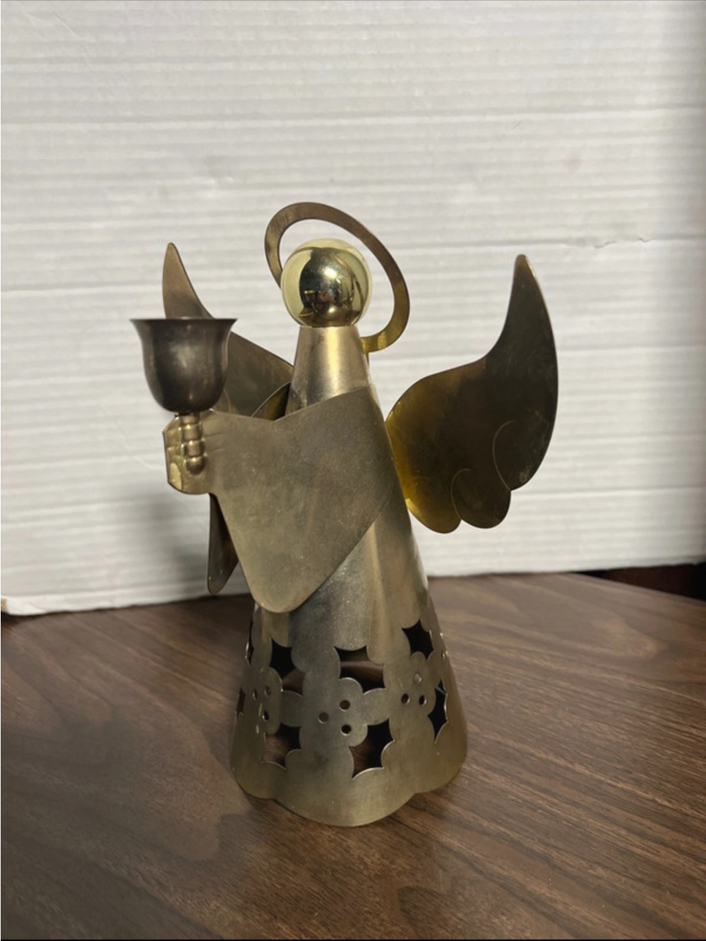 Source Unknown Brass Angel Candle Holder - Gold Tone